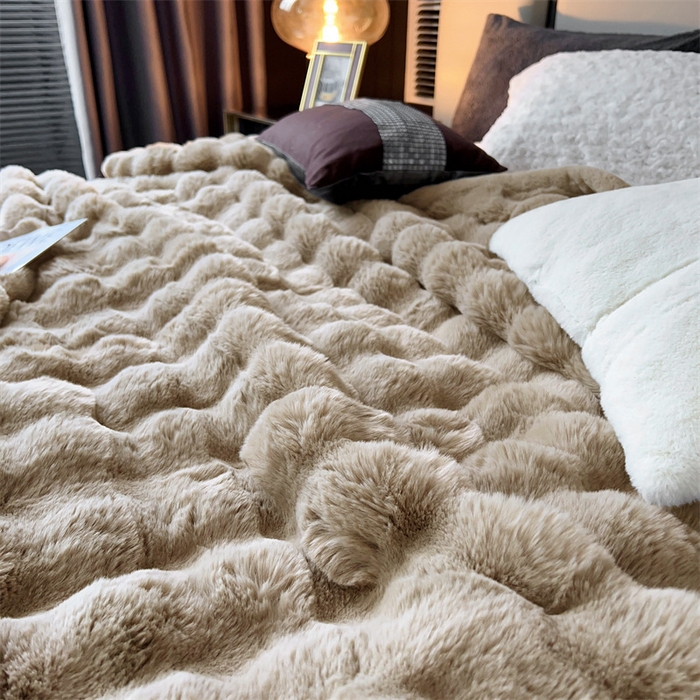 91家纺网 家纺一手货源 找家纺 2025新款仿皮草摩登艺术毛毯毯子子家用毛毛毯毯子四季盖毛毯毯子 艺术驼