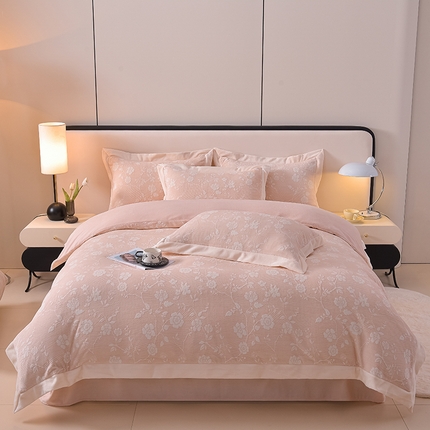 91家纺网 家纺一手货源 找家纺 迪梦姿家纺 2025新款立体雕花牛奶绒宽边四件套 海棠花开-玉