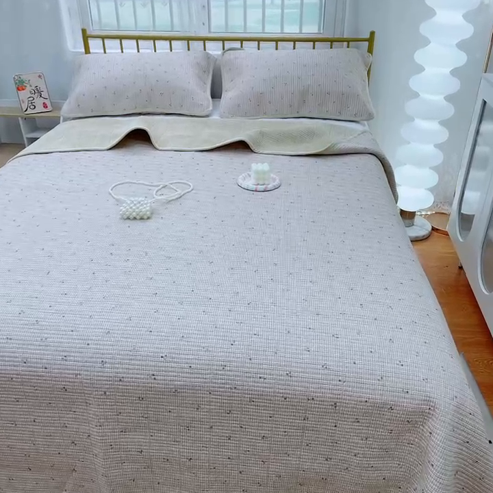 91家纺网 家纺一手货源 找家纺 2024新款棉加绒双面两用四季款床盖三件套 芍药卡