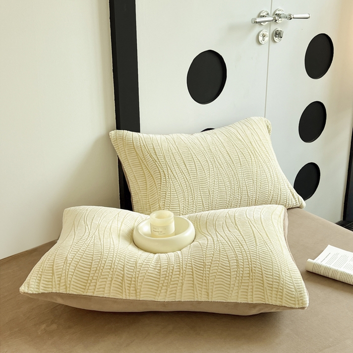 91家纺网 家纺一手货源 找家纺 2024新款A类双色立体浮雕牛奶绒加厚四件套 莱茵河畔-卡其