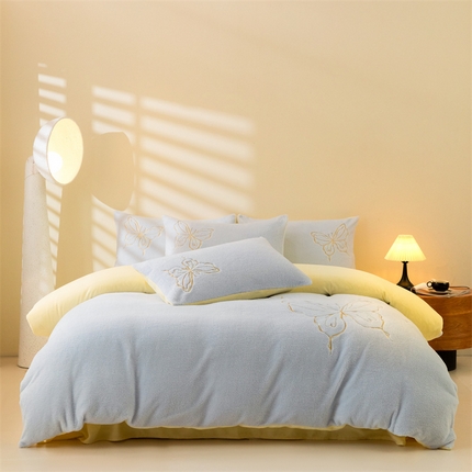 91家纺网 家纺一手货源 找家纺 （总）2024新保暖-秋冬A类南极绒刺绣四件套-蝶羽系列