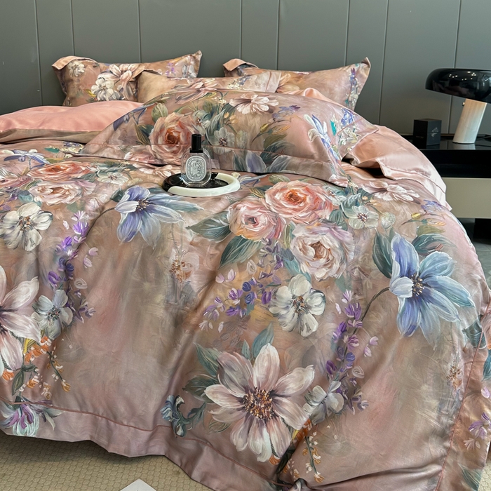 91家纺网 家纺一手货源 找家纺 舒慕 2025新款阳绒天丝棉磨毛数码印花缇芙绒四件套 如梦