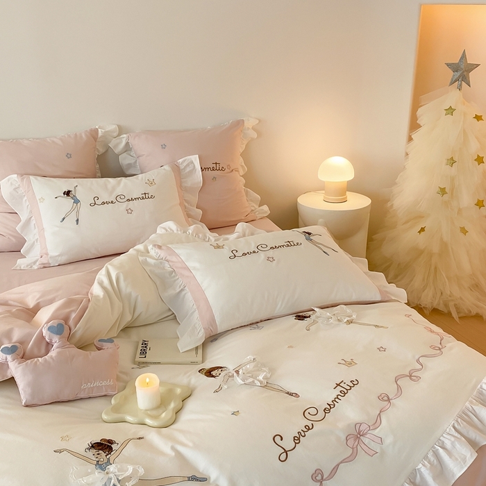 91家纺网 家纺一手货源 找家纺 （总）星野 2024秋冬新品加厚40S水洗棉四件套-芭蕾梦