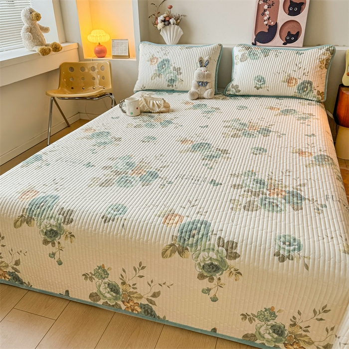 91家纺网 家纺一手货源 找家纺 2024新款全棉卡通印花宝宝绒双拼床盖床垫 水墨江南