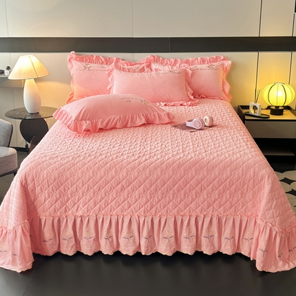 2024新款A类依恋宝宝绒韩版床盖 香妃粉