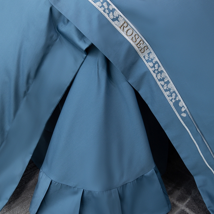 91家纺网 家纺一手货源 找家纺 绒博士 2024新款160支长绒棉四件套-巴黎之约 星耀蓝