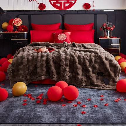 91家纺网 家纺一手货源 找家纺 2025新款仿皮草摩登艺术毛毯毯子子家用毛毛毯毯子四季盖毛毯毯子 艺术咖