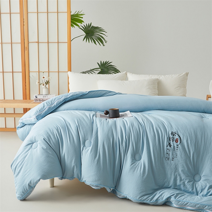 91家纺网 家纺一手货源 找家纺 创优家纺 2025新款原棉子母被双胎被春秋被冬被被子被芯二合一拉链款 原棉-蓝色