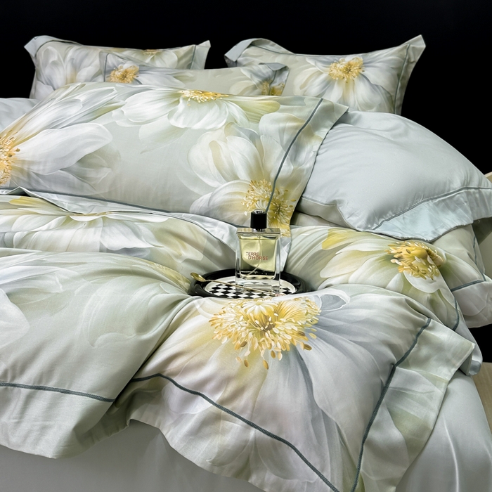 91家纺网 家纺一手货源 找家纺 舒慕 2025新款阳绒天丝棉磨毛数码印花缇芙绒四件套 一梦幽兰