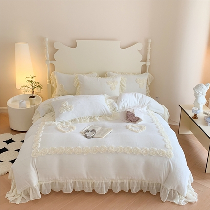 91家纺网 家纺一手货源 找家纺 （总）富盛家纺 2024新款牛奶绒盘花刺绣四件套-玫瑰花园