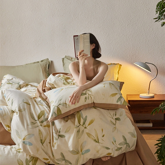 91家纺网 家纺一手货源 找家纺 2024新款全棉磨毛印花工艺款四件套 乐莹