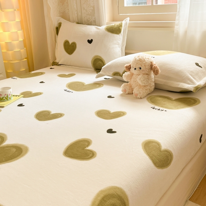 91家纺网 家纺一手货源 找家纺 川悦生活 2024新款加厚牛奶绒印花单床笠 床笠萌心