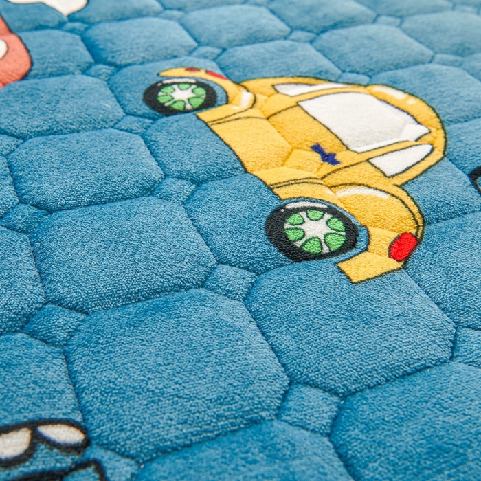 91家纺网 家纺一手货源 找家纺 富馨莱 2024新款牛奶绒幼儿园床垫加厚5D透气 滴滴汽车