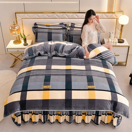 91家纺网 家纺一手货源 找家纺 绒品荟家纺 2025新款牛奶绒四件套 时尚格