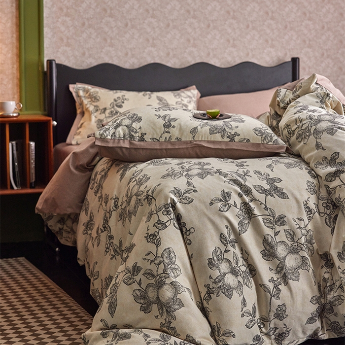 91家纺网 家纺一手货源 找家纺 2024新款全棉磨毛印花工艺款四件套 花柚