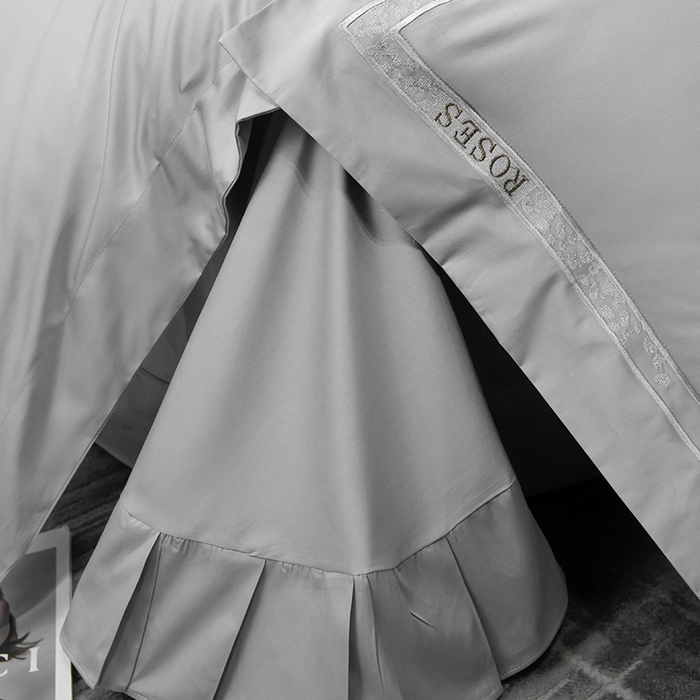 91家纺网 家纺一手货源 找家纺 绒博士 2024新款160支长绒棉四件套-巴黎之约 浅灰