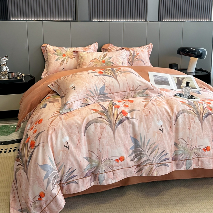 91家纺网 家纺一手货源 找家纺 舒慕 2025新款阳绒天丝棉磨毛数码印花缇芙绒四件套 幽静