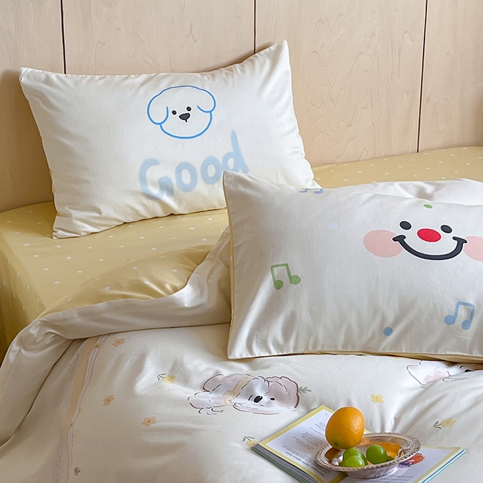 91家纺网 家纺一手货源 找家纺 2024新款40S设计师款全棉大版趣味印花系列四件套 嬉戏时光