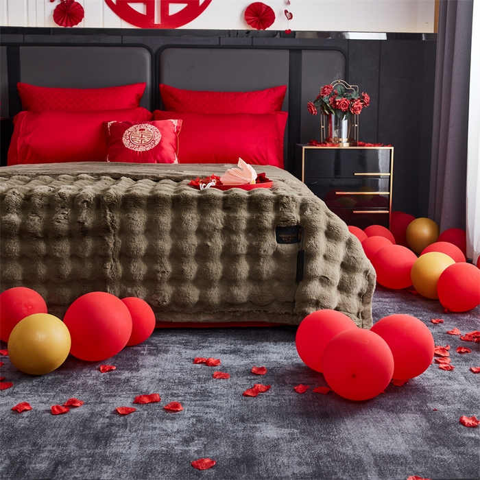 91家纺网 家纺一手货源 找家纺 2025新款仿皮草摩登艺术毛毯毯子子家用毛毛毯毯子四季盖毛毯毯子 艺术 茵绿