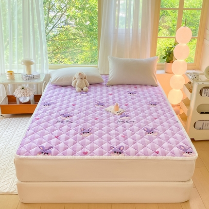 91家纺网 家纺一手货源 找家纺 （总）正邦家纺 2024新款牛奶绒床垫小清新加厚床褥保暖宽包边可机洗床护垫床褥