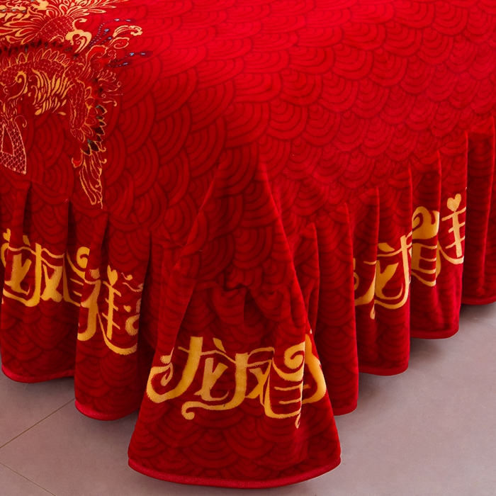 91家纺网 家纺一手货源 找家纺 绒品荟家纺 2025新款牛奶绒四件套 龙凤呈祥