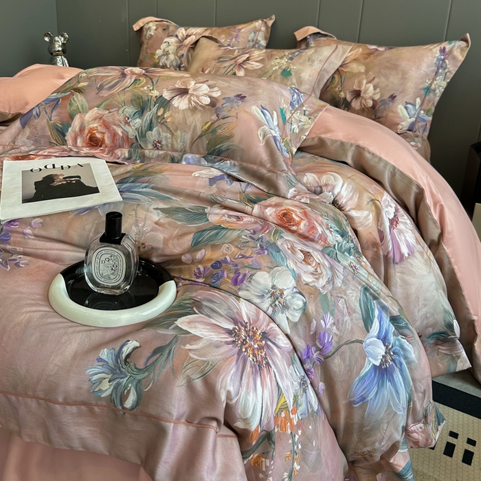 91家纺网 家纺一手货源 找家纺 舒慕 2025新款阳绒天丝棉磨毛数码印花缇芙绒四件套 如梦