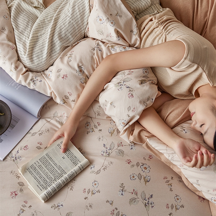 91家纺网 家纺一手货源 找家纺 2024新款全棉磨毛印花工艺款四件套 醉花间