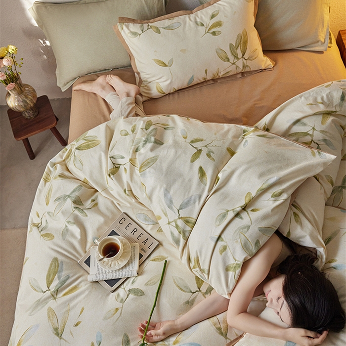 91家纺网 家纺一手货源 找家纺 2024新款全棉磨毛印花工艺款四件套 乐莹