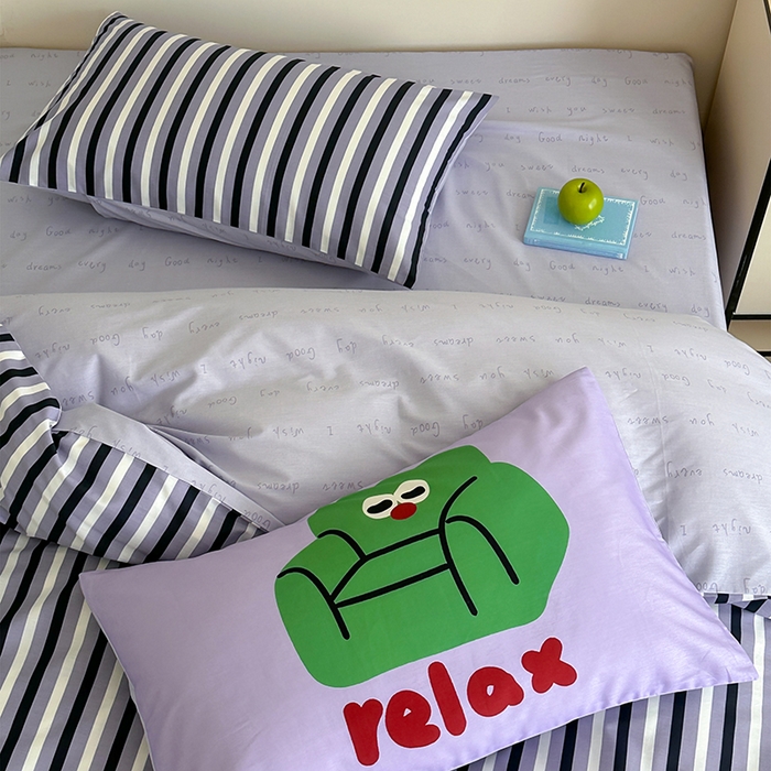 91家纺网 家纺一手货源 找家纺 2024新款40支13372全棉数码大版趣味系列四件套 休闲假日