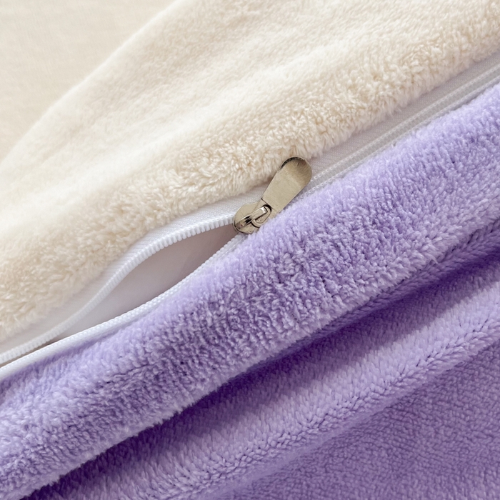 91家纺网 家纺一手货源 找家纺 言熙居 2024新款纯色双拼30克8一9斤牛奶绒四件套 奶白拼浅紫