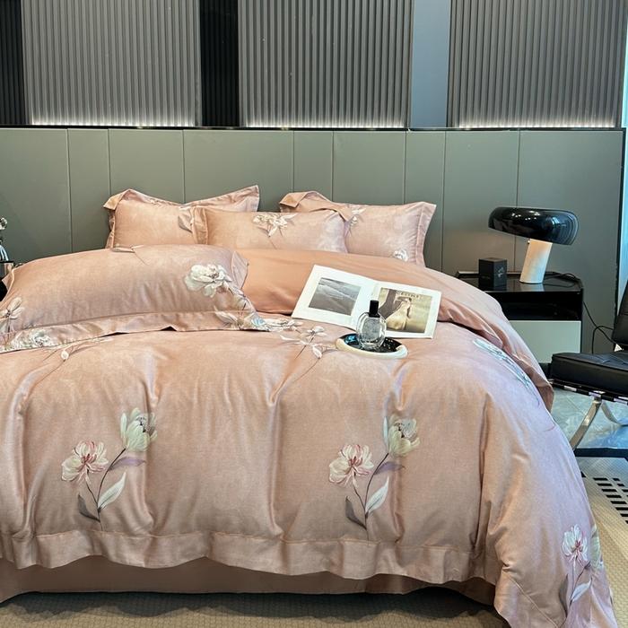 91家纺网 家纺一手货源 找家纺 舒慕 2025新款阳绒天丝棉磨毛数码印花缇芙绒四件套 珠华