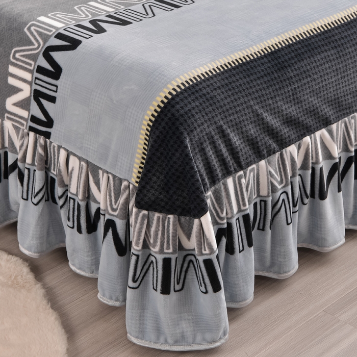 91家纺网 家纺一手货源 找家纺 晚静家纺 2024新款8.5斤牛奶绒金貂法莱绒床裙款保暖绒四件套 迷你MINI