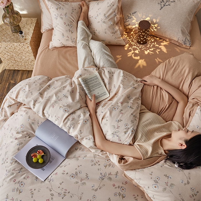 91家纺网 家纺一手货源 找家纺 2024新款全棉磨毛印花工艺款四件套 醉花间