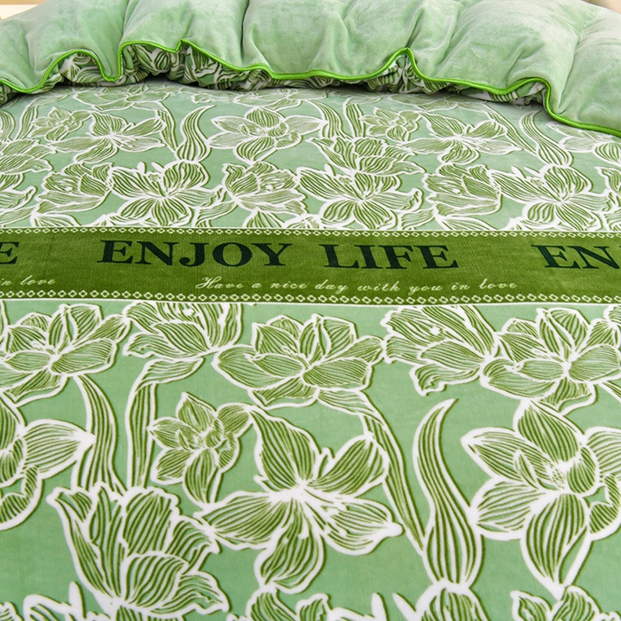 91家纺网 家纺一手货源 找家纺 绒品荟家纺 2025新款牛奶绒四件套 莫奈庄园