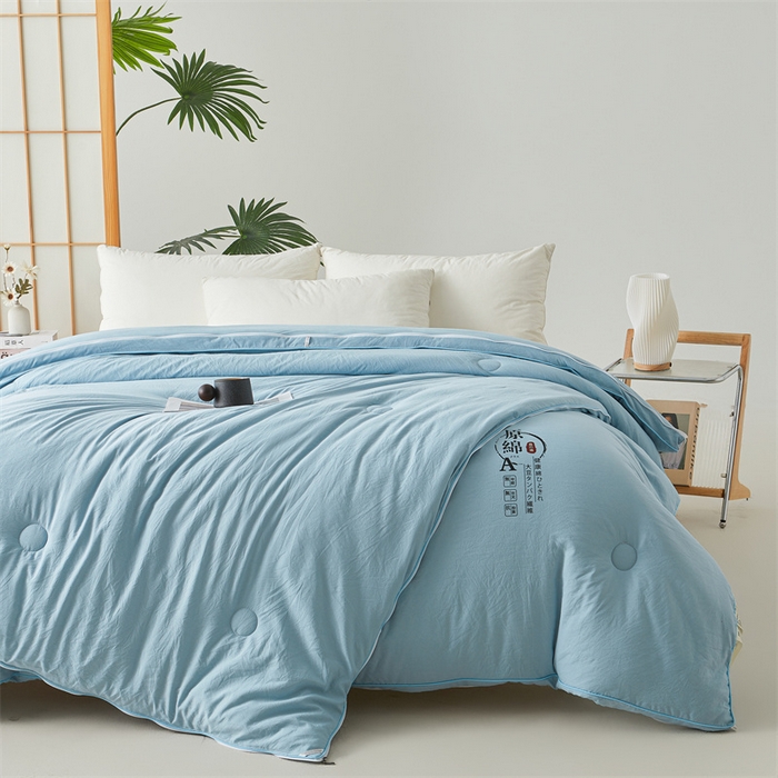91家纺网 家纺一手货源 找家纺 创优家纺 2025新款原棉子母被双胎被春秋被冬被被子被芯二合一拉链款 原棉-蓝色