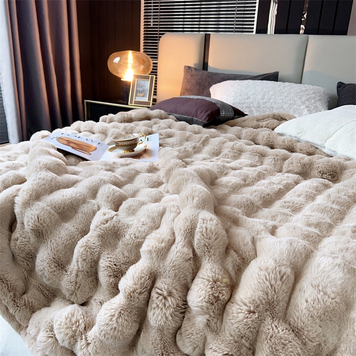 91家纺网 家纺一手货源 找家纺 2025新款仿皮草摩登艺术毛毯毯子子家用毛毛毯毯子四季盖毛毯毯子 艺术驼