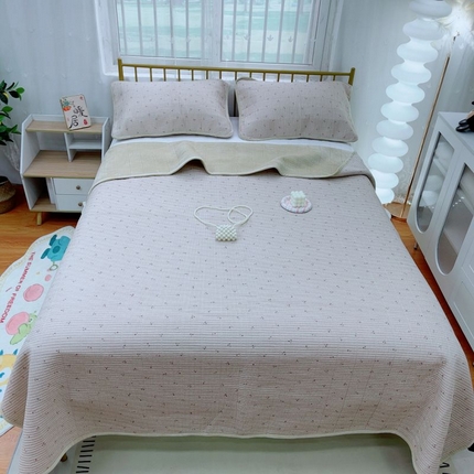 91家纺网 家纺一手货源 找家纺 2024新款棉加绒双面两用四季款床盖三件套 芍药卡