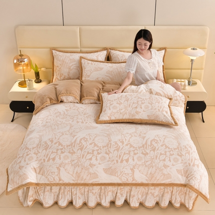 91家纺网 家纺一手货源 找家纺 星窝 2025新款直播9斤高克重冰岛臻棉绒印花牛奶绒四件套（控价标准不低于139） 爱语