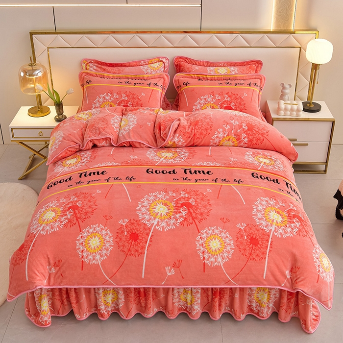 91家纺网 家纺一手货源 找家纺 绒品荟家纺 2025新款牛奶绒四件套 美好时光