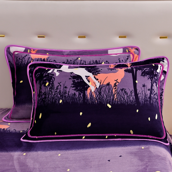 91家纺网 家纺一手货源 找家纺 绒品荟家纺 2025新款牛奶绒四件套 麋鹿