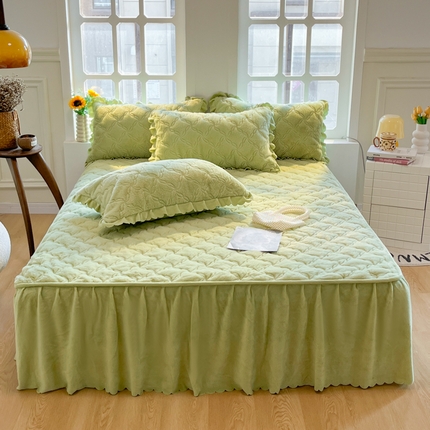 91家纺网 家纺一手货源 找家纺 （总）禧缘家纺（原梦想家） 2024新款兔兔绒夹棉床裙式床笠