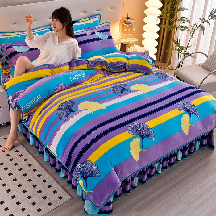 91家纺网 家纺一手货源 找家纺 绒品荟家纺 2025新款牛奶绒四件套 诗情画意