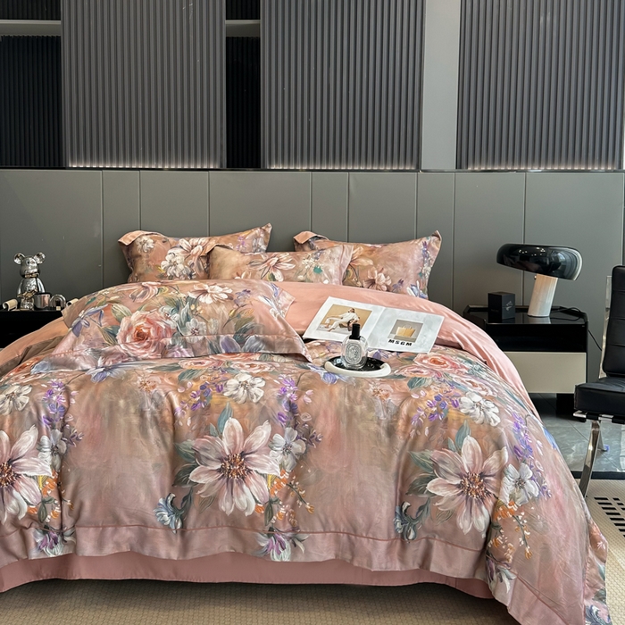 91家纺网 家纺一手货源 找家纺 舒慕 2025新款阳绒天丝棉磨毛数码印花缇芙绒四件套 如梦