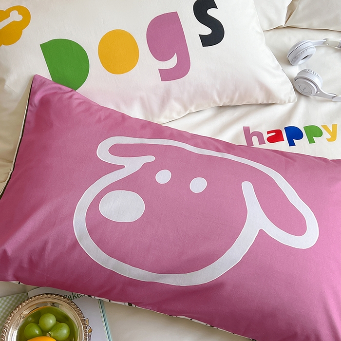 91家纺网 家纺一手货源 找家纺 2024新款40S设计师款全棉大版趣味印花系列四件套 滑板小狗