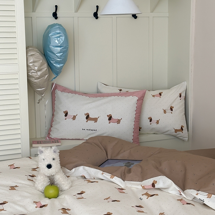 91家纺网 家纺一手货源 找家纺 2024新款40支13372全棉数码大版趣味系列四件套 狗狗派对