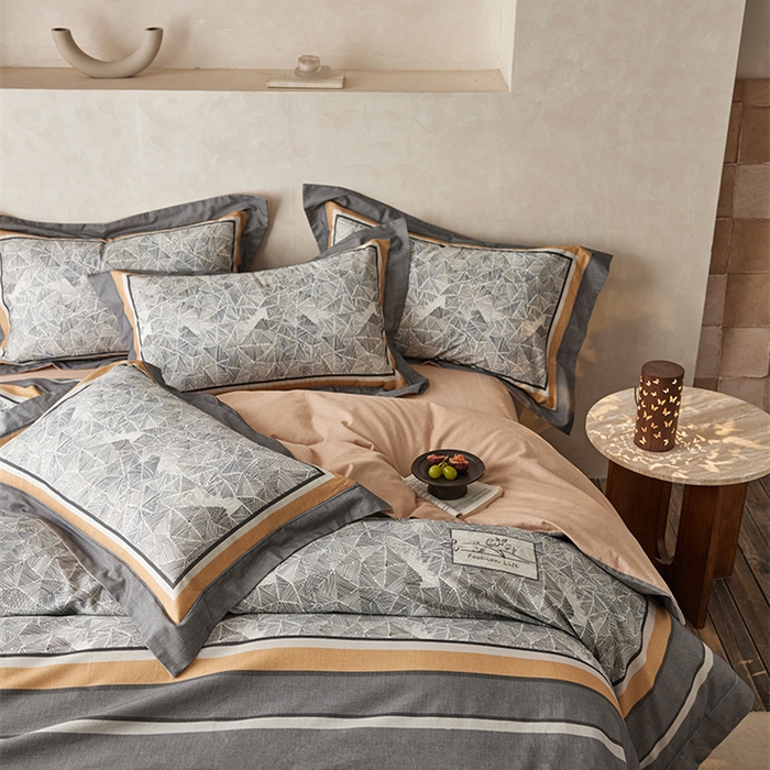 91家纺网 家纺一手货源 找家纺 2024新款全棉磨毛数码印花系列四件套 曼哈顿