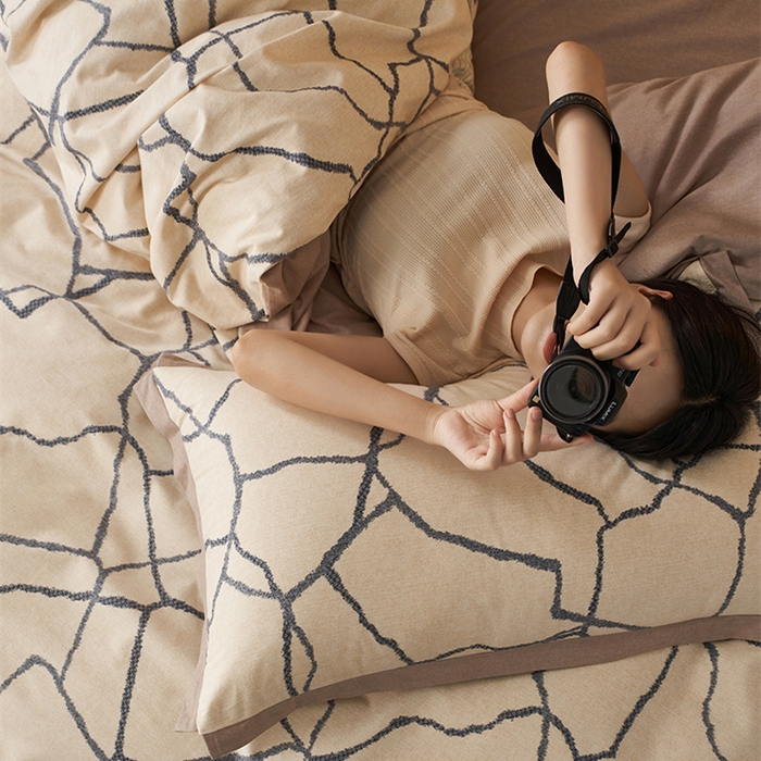 91家纺网 家纺一手货源 找家纺 2024新款全棉磨毛印花工艺款四件套 纤优