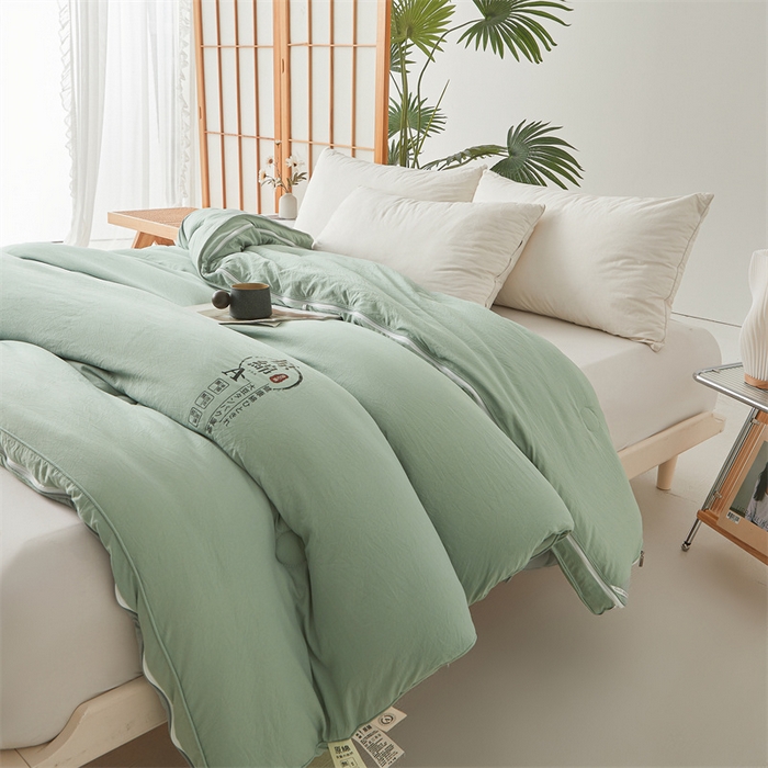 91家纺网 家纺一手货源 找家纺 创优家纺 2025新款原棉子母被双胎被春秋被冬被被子被芯二合一拉链款 原棉-松绿
