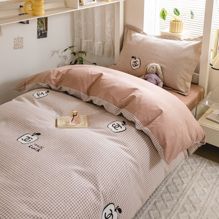 91家纺网 家纺一手货源 找家纺 优品阁 2024新款全棉磨毛学生上下铺三件套 千爱