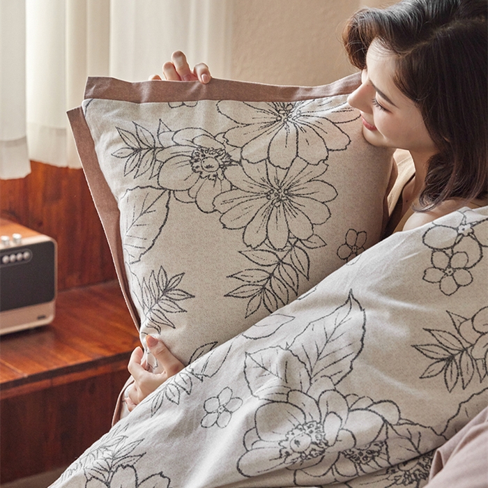 91家纺网 家纺一手货源 找家纺 2024新款全棉磨毛印花工艺款四件套 茉娜